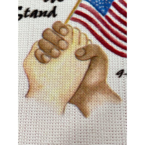 Vintage Banner Lace 911 Flag USA “United we Stand” Clasped Hands Unity Patriotic - Picture 8 of 13